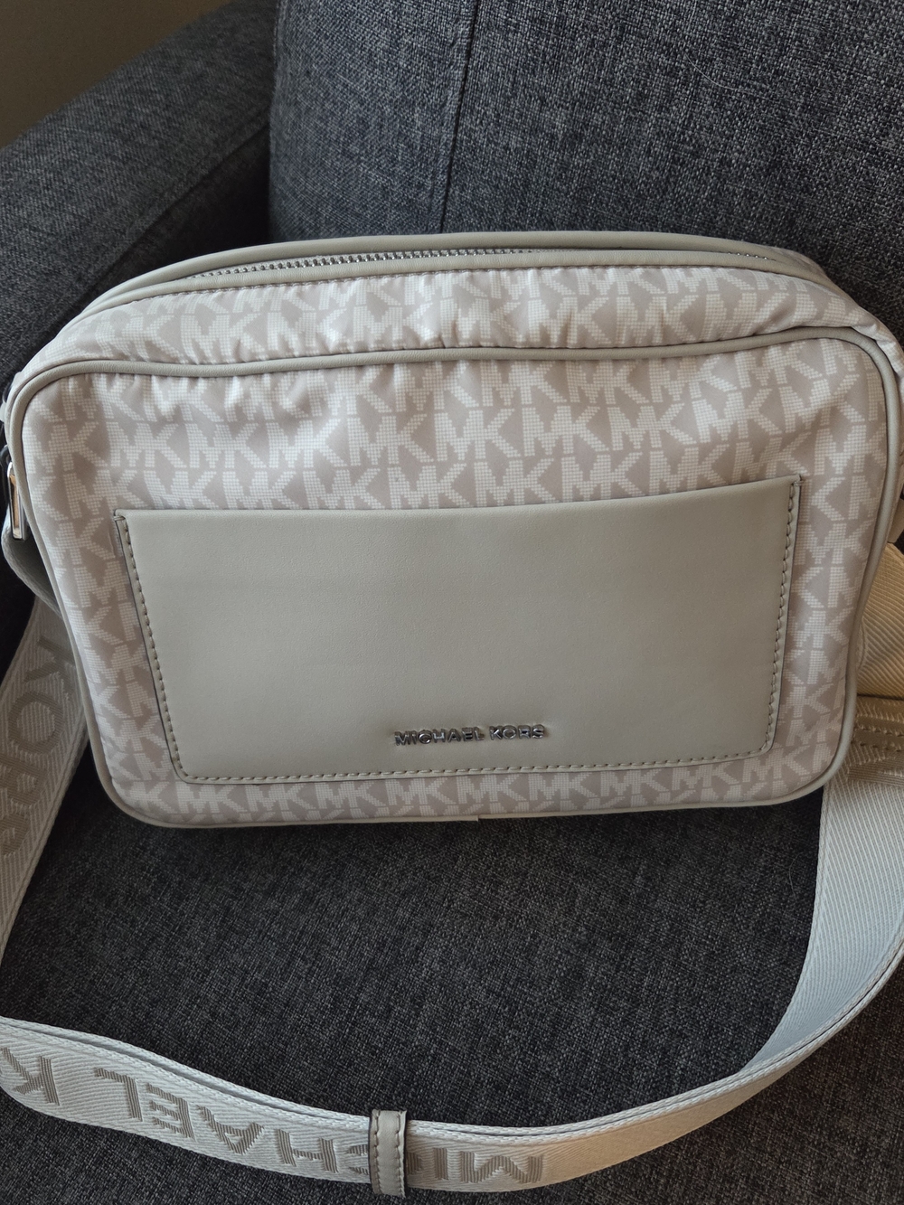 Michael Kors Beige Ivory Logo Crossbody Messenger Bag
